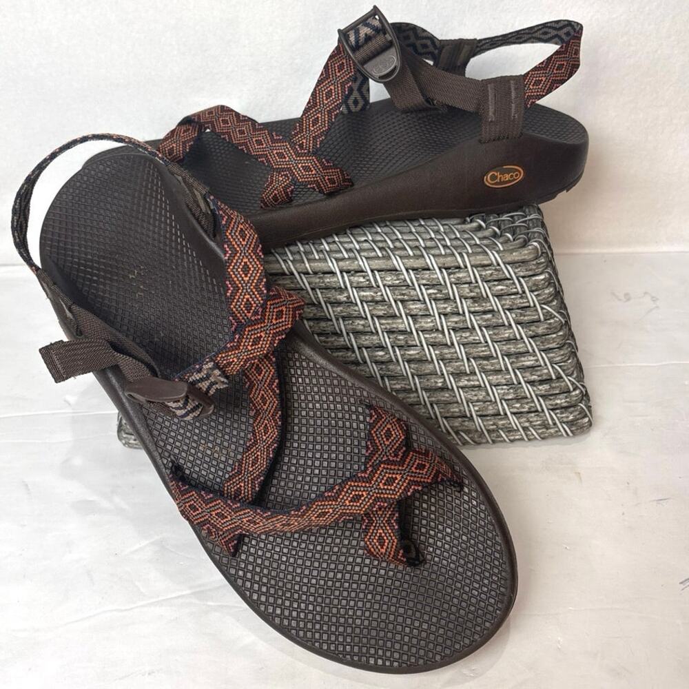 Chaco Men's Adjustable Strap Classic Sandals Orange/Brown Diamond Rustic Sz 14